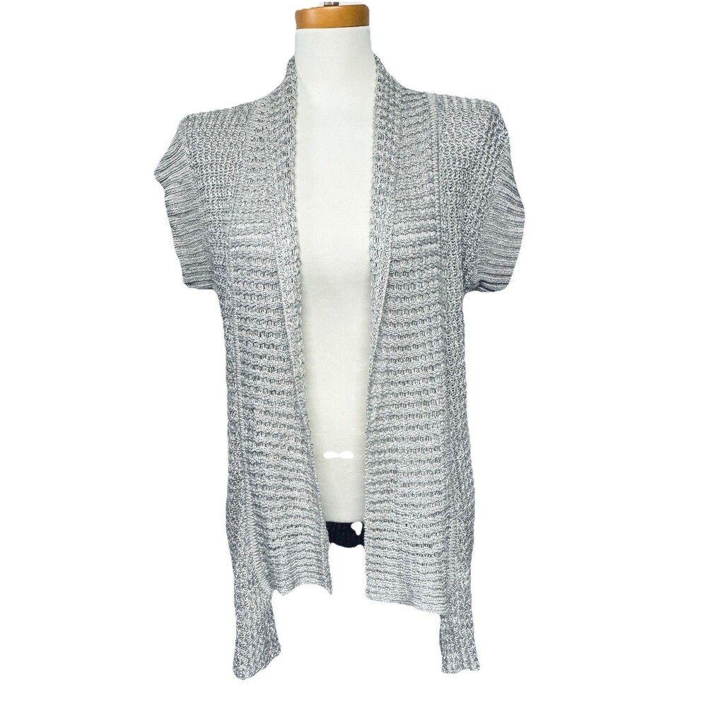 Coldwater Creek Gray Linen Blend Open Front Loose Fit Cardigan - Size Small